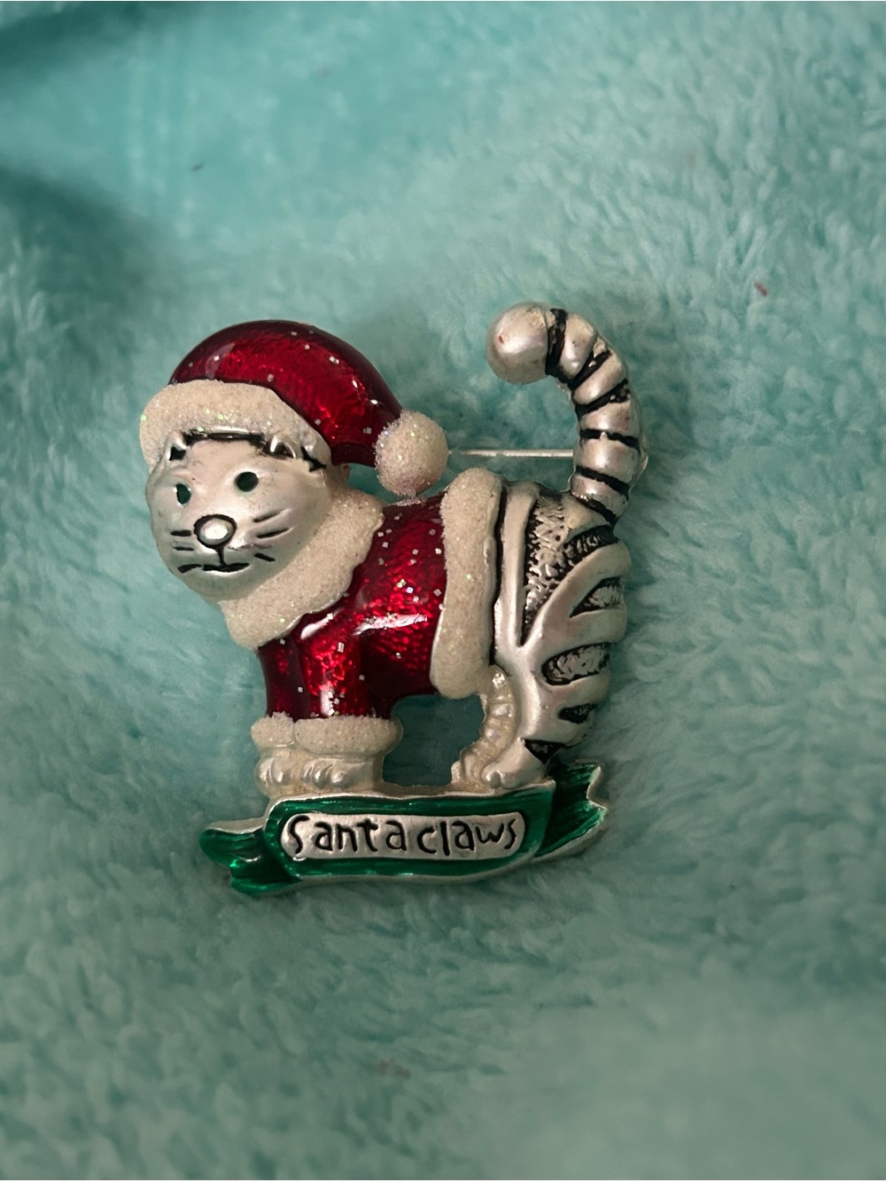 Santa Cat Pin /Brooch “SantaClaws”